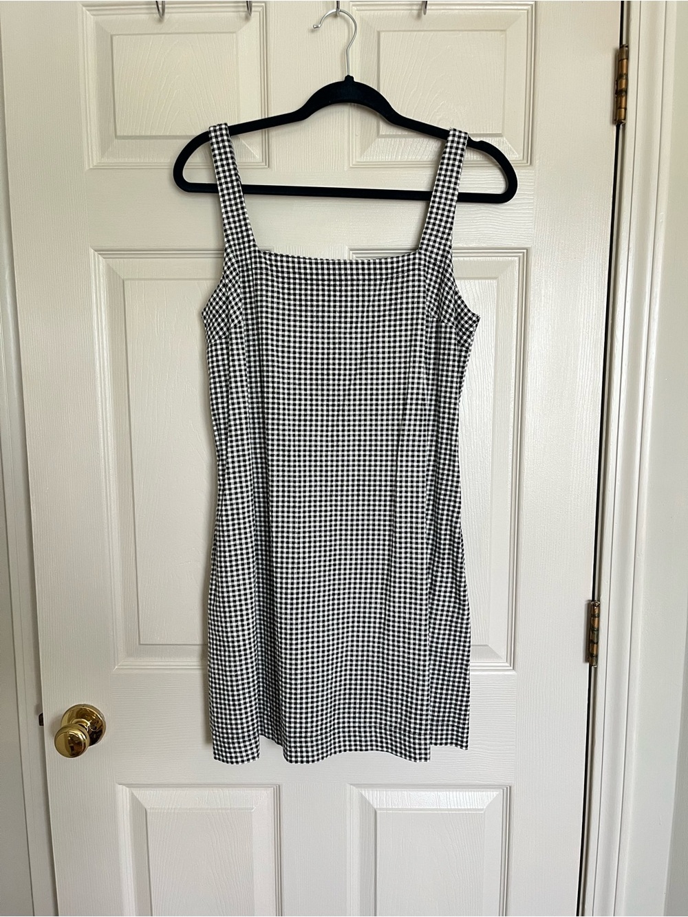 a new day Black and White Gingham Square-Neck Mini Dress